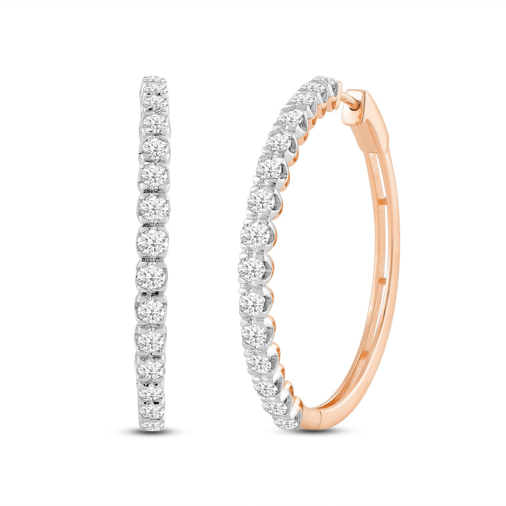 Diamond Fashion Hoops with 14KT Rose Gold / Lab / 1 1/2 Cut Diamond in 14KT Rose Gold / Lab / 1 1/2 view 1
