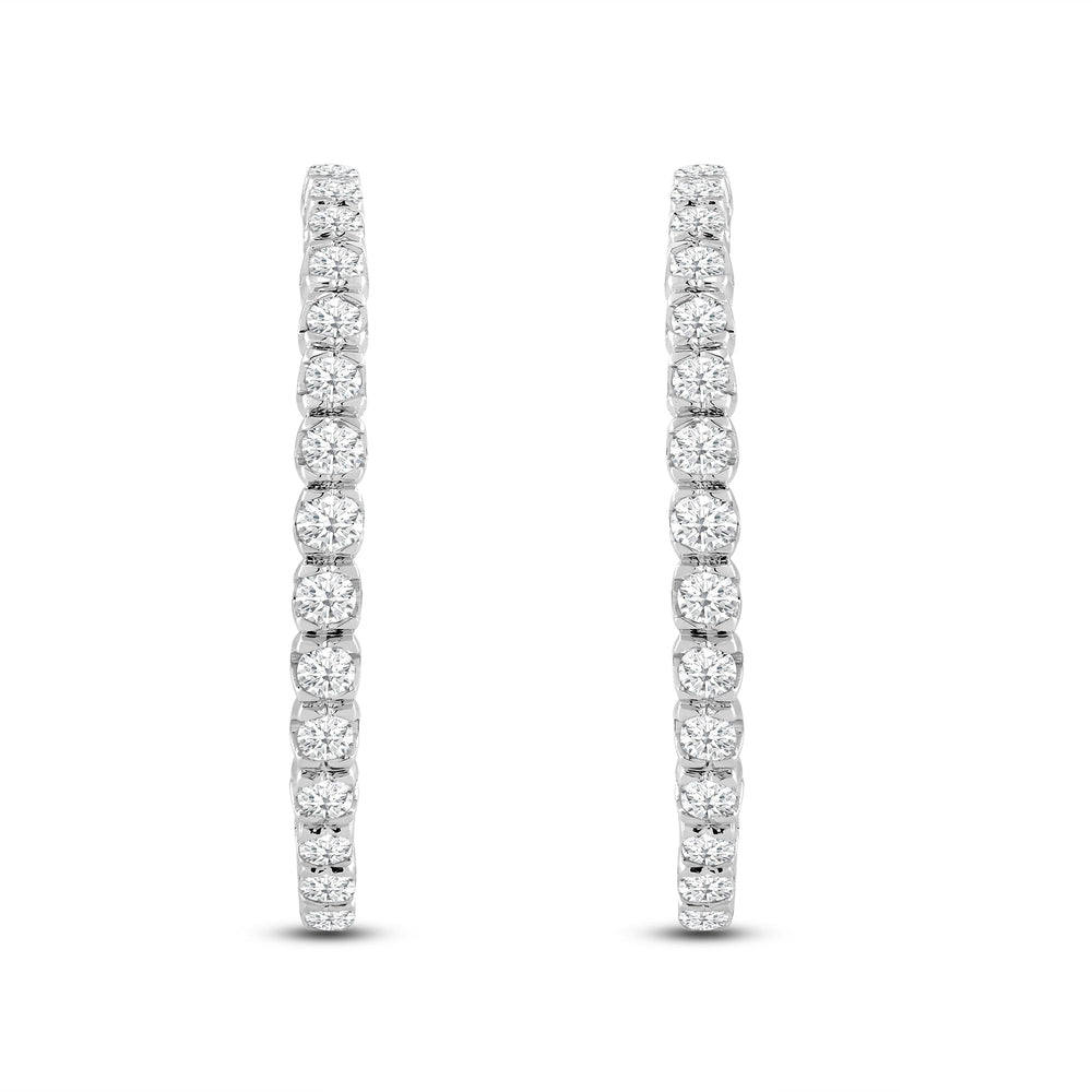 Diamond Fashion Hoops with 14KT Rose Gold / Lab / 1 1/2 Cut Diamond in 14KT Rose Gold / Lab / 1 1/2 view 2
