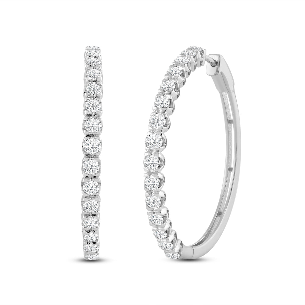 Diamond Fashion Hoops with 14KT White Gold / Lab / 1 1/2 Cut Diamond in 14KT White Gold / Lab / 1 1/2 view 1
