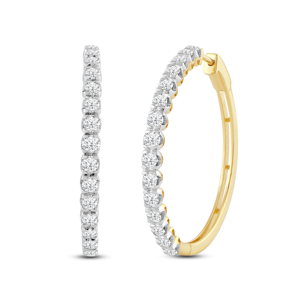 Diamond Fashion Hoops with 14KT Yellow Gold / Lab / 1 1/2 Cut Diamond in 14KT Yellow Gold / Lab / 1 1/2 view 1
