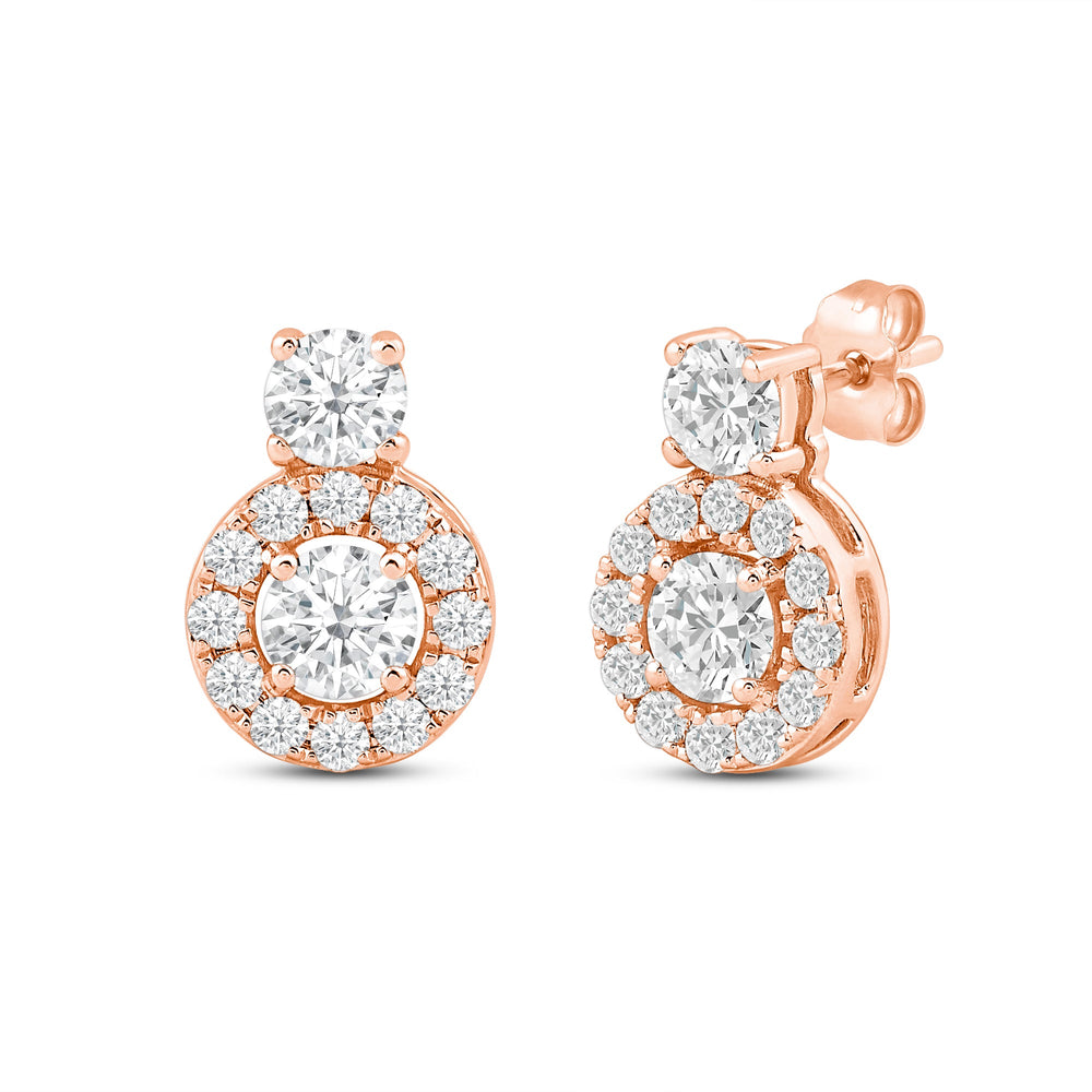 Classic Composite Stud Earrings With Diamond Top with 14KT Rose Gold / Lab / 5/8 Cut Diamond in 14KT Rose Gold / Lab / 5/8 view 1
