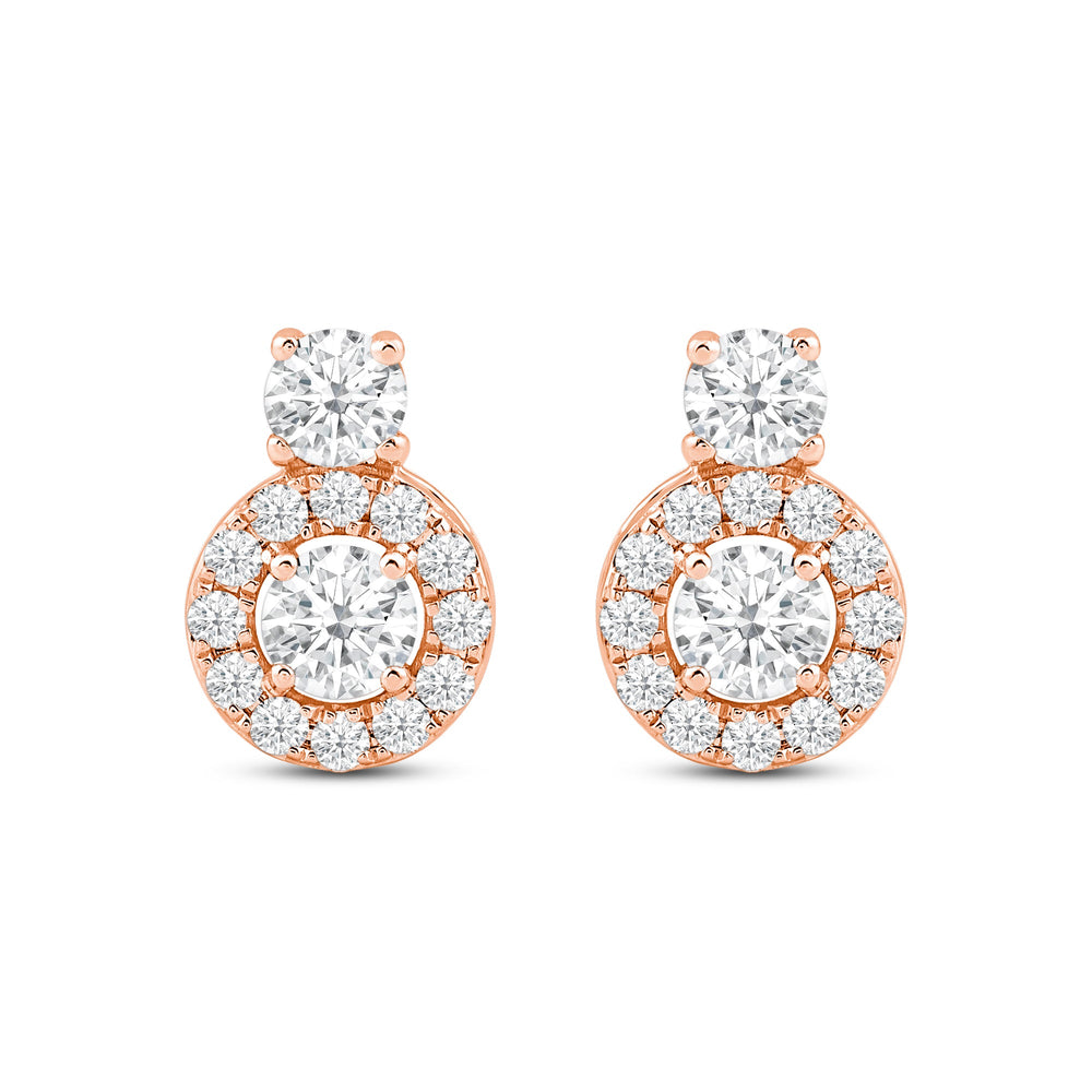 Classic Composite Stud Earrings With Diamond Top with 14KT Rose Gold / Lab / 5/8 Cut Diamond in 14KT Rose Gold / Lab / 5/8 view 2
