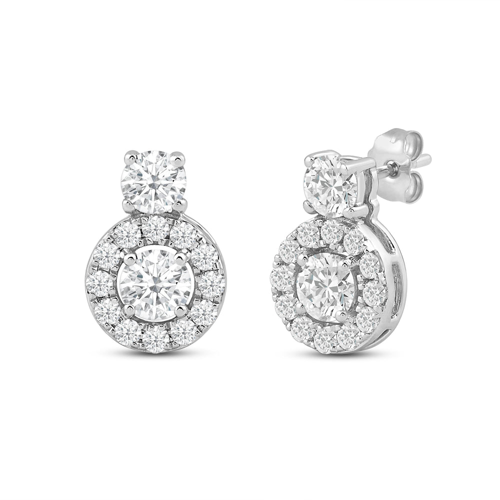 Classic Composite Stud Earrings With Diamond Top with 14KT White Gold / Lab / 5/8 Cut Diamond in 14KT White Gold / Lab / 5/8 view 1
