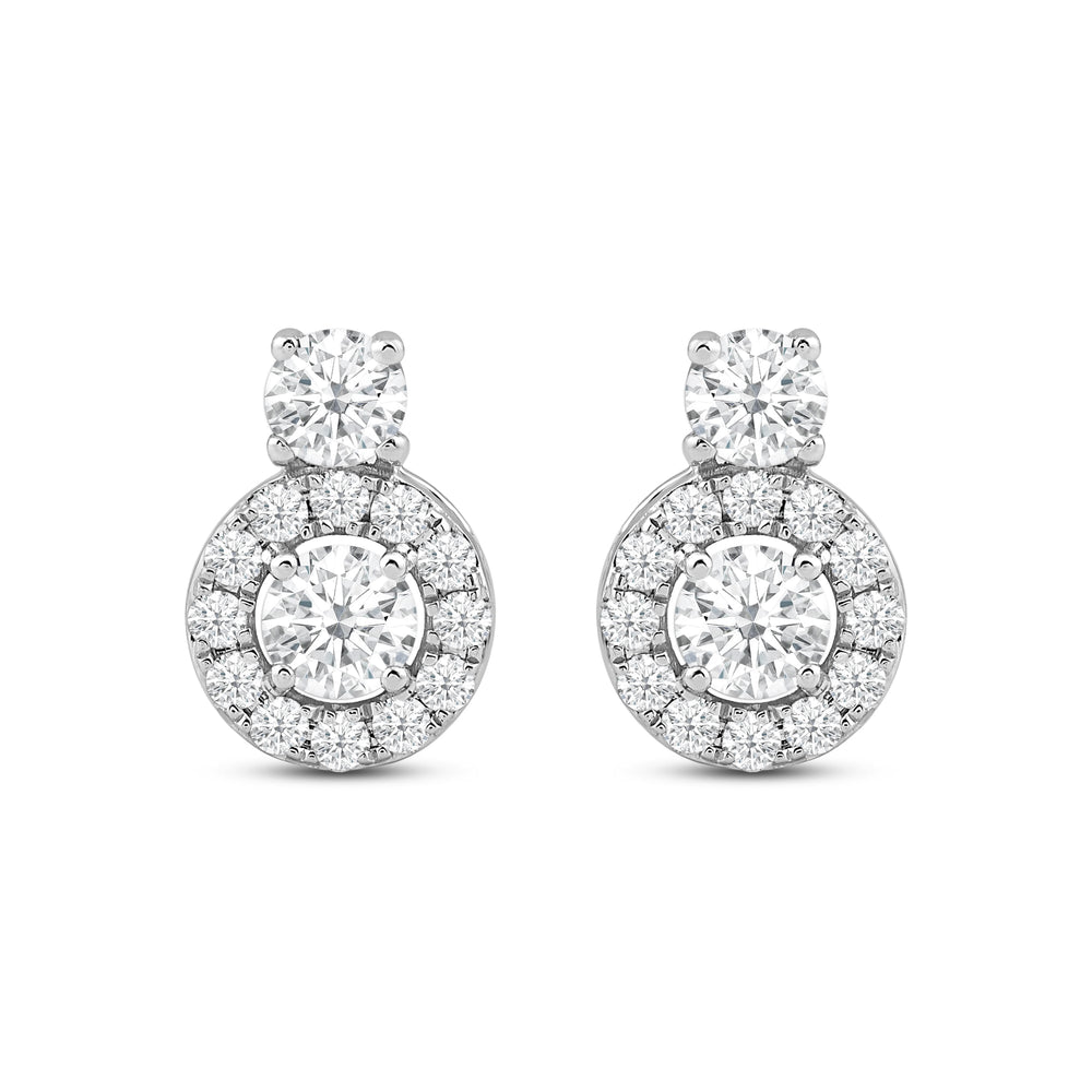 Classic Composite Stud Earrings With Diamond Top with 14KT White Gold / Lab / 5/8 Cut Diamond in 14KT White Gold / Lab / 5/8 view 2
