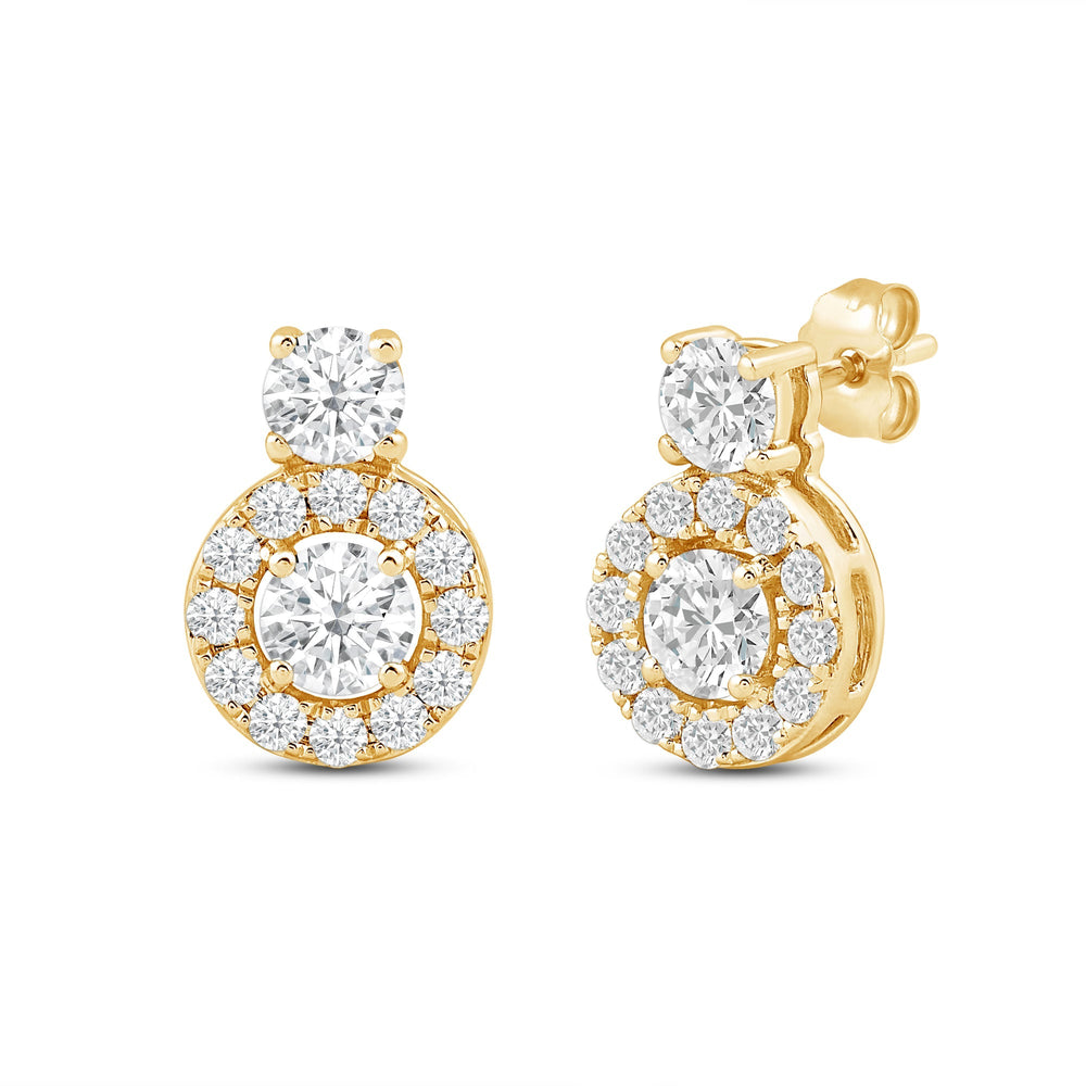 Classic Composite Stud Earrings With Diamond Top with 14KT Yellow Gold / Lab / 5/8 Cut Diamond in 14KT Yellow Gold / Lab / 5/8 view 1
