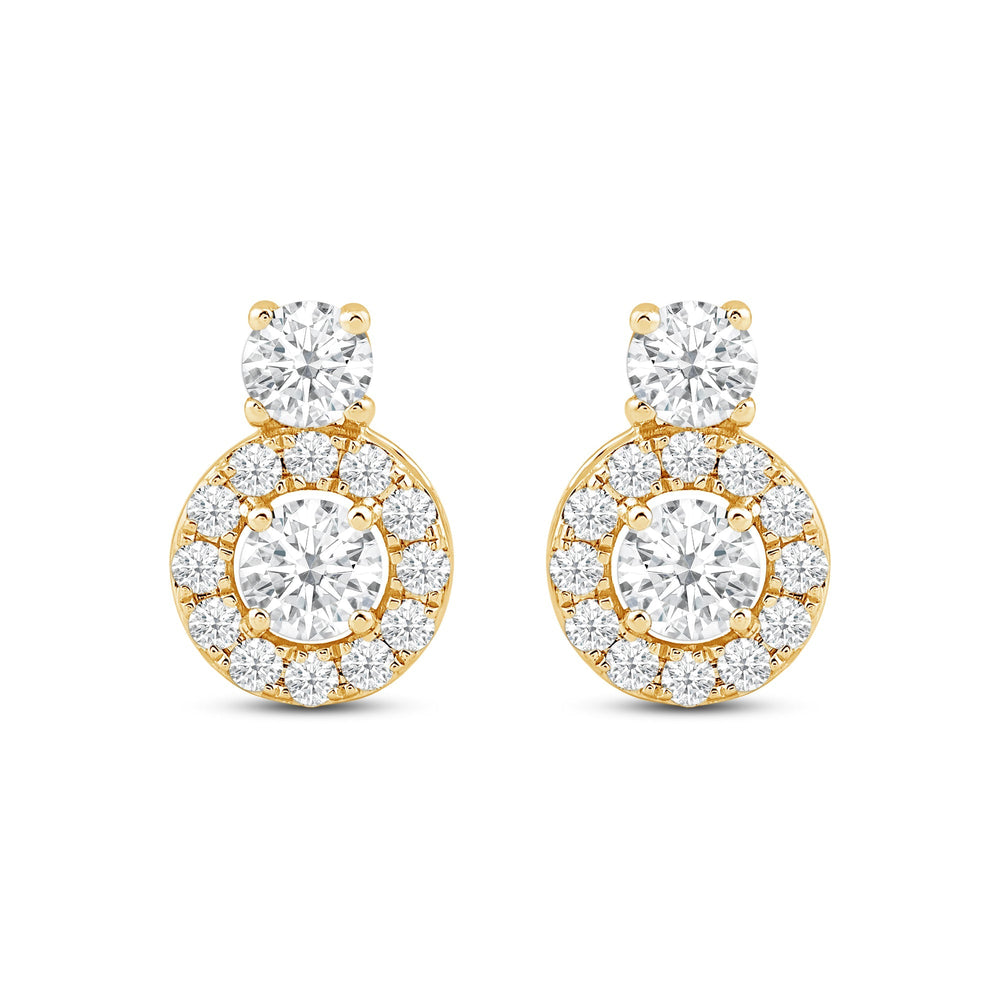 Classic Composite Stud Earrings With Diamond Top with 14KT Yellow Gold / Lab / 5/8 Cut Diamond in 14KT Yellow Gold / Lab / 5/8 view 2
