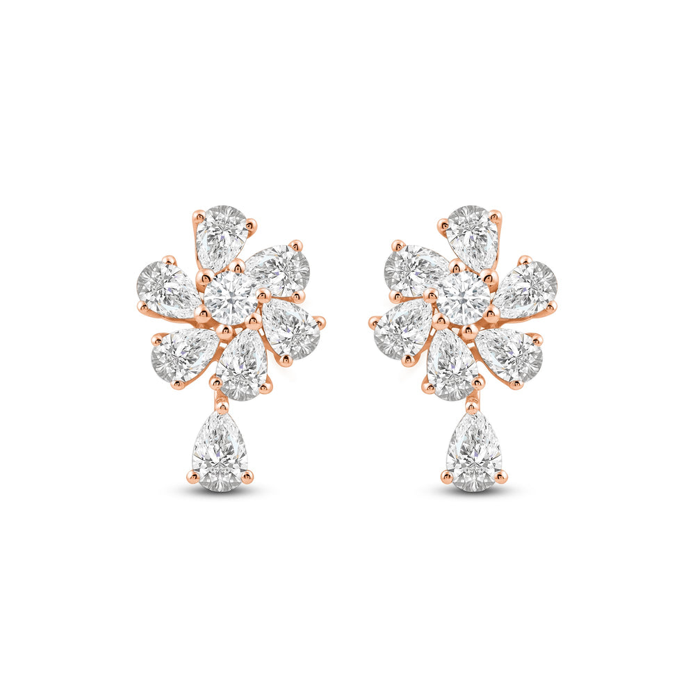 Lily Mini Drop Earrings with 14KT Rose Gold / Lab / 1 1/4 Cut Diamond in 14KT Rose Gold / Lab / 1 1/4 view 2
