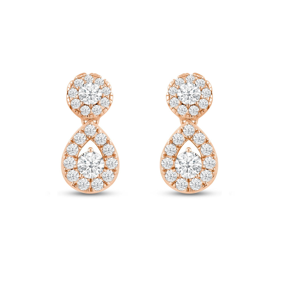 Teardrop Diamond Fashion Earrings with 14KT Rose Gold / Lab / 1 Cut Diamond in 14KT Rose Gold / Lab / 1 view 2
