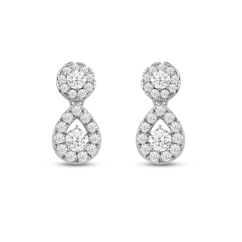 Teardrop Diamond Fashion Earrings with 14KT White Gold / Lab / 1 Cut Diamond in 14KT White Gold / Lab / 1 view 2
