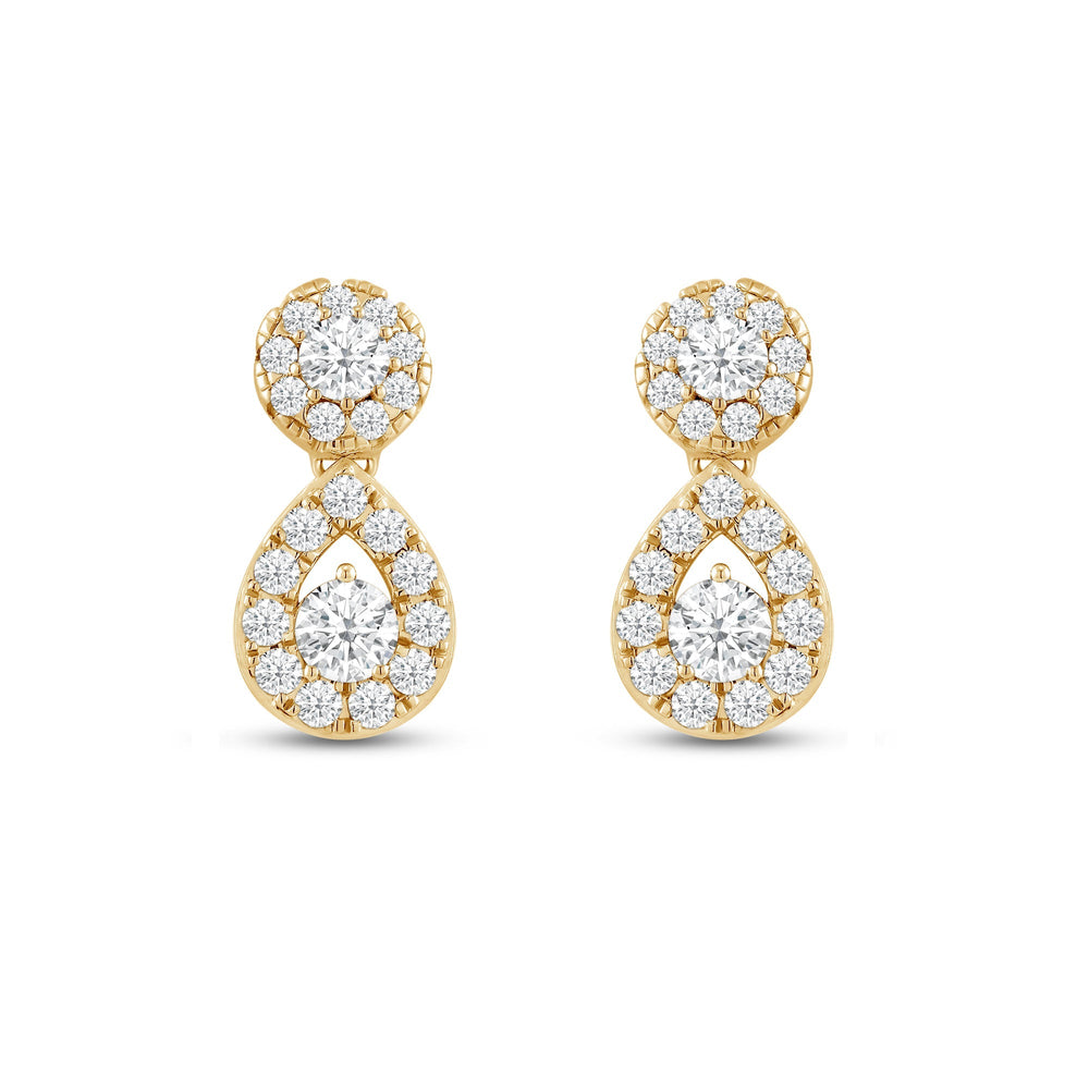 Teardrop Diamond Fashion Earrings with 14KT Yellow Gold / Lab / 1 Cut Diamond in 14KT Yellow Gold / Lab / 1 view 2
