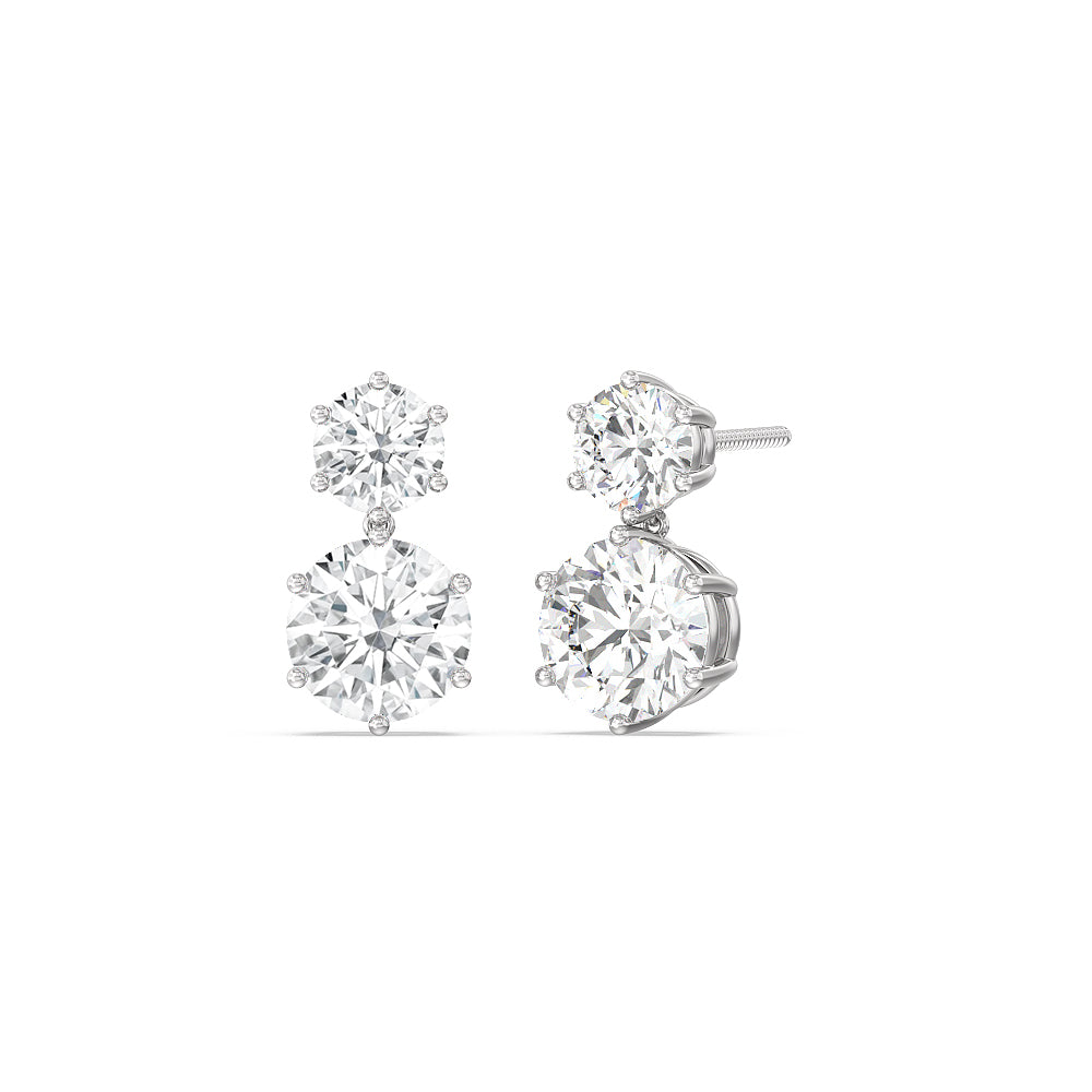 Diamond Duo Stud Earrings with Sterling Silver / Lab / 2 Cut Diamond in 14KT Sterling Silver / Lab / 2 view 1
