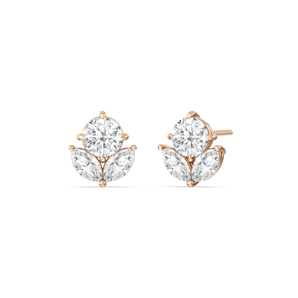 Tulip Studs with 14KT Rose Gold / Lab / 2 3/8 Cut Diamond in 14KT Rose Gold / Lab / 2 3/8 view 1
