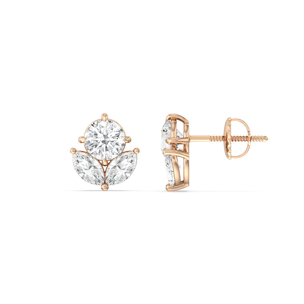 Tulip Studs with 14KT Rose Gold / Lab / 2 3/8 Cut Diamond in 14KT Rose Gold / Lab / 2 3/8 view 2
