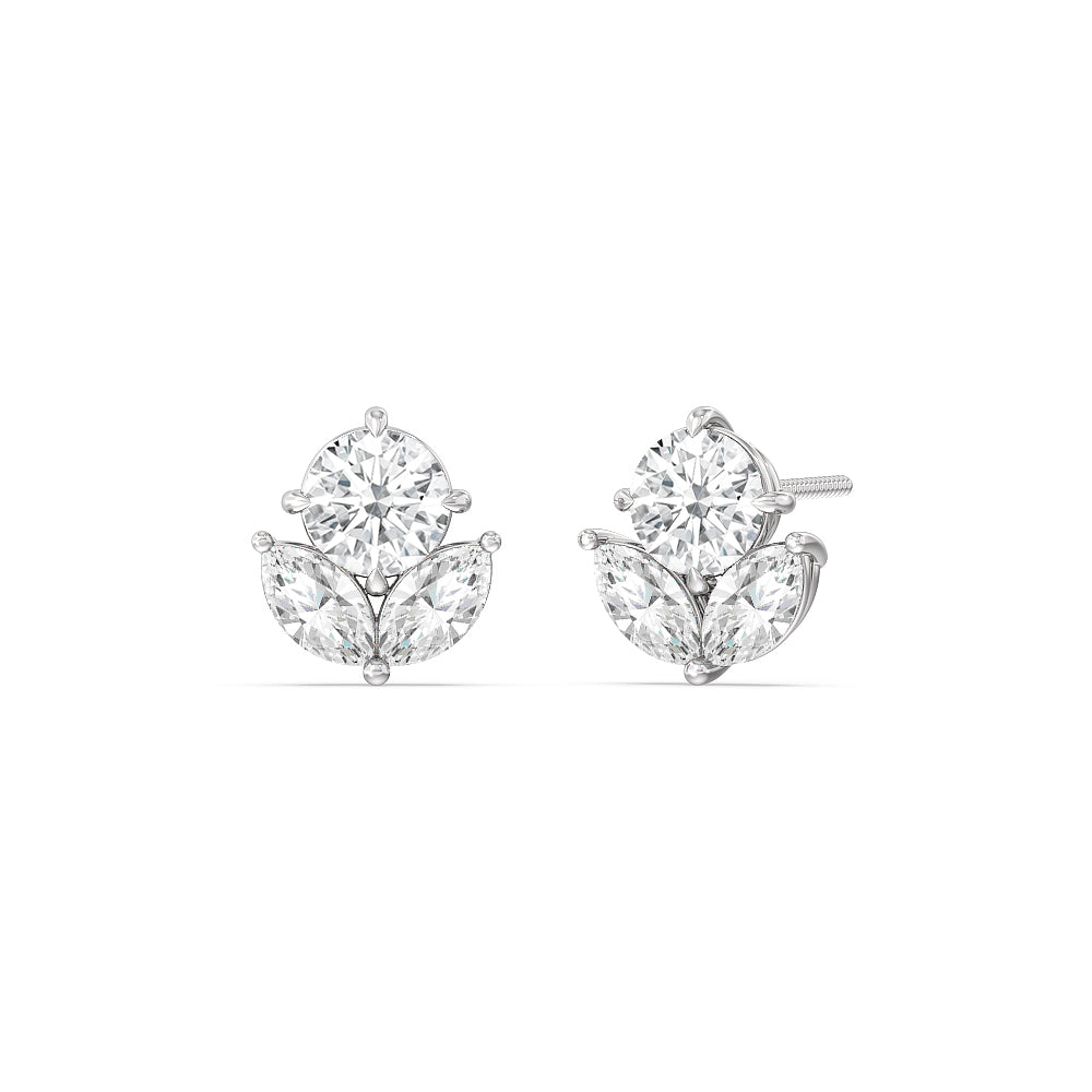 Tulip Studs with 14KT White Gold / Lab / 2 3/8 Cut Diamond in 14KT White Gold / Lab / 2 3/8 view 1
