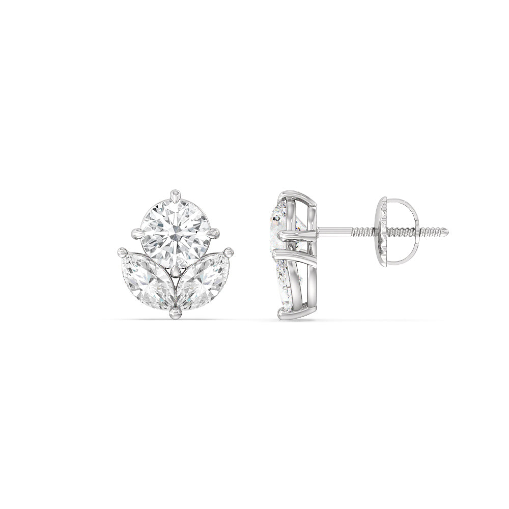 Tulip Studs with 14KT White Gold / Lab / 2 3/8 Cut Diamond in 14KT White Gold / Lab / 2 3/8 view 2
