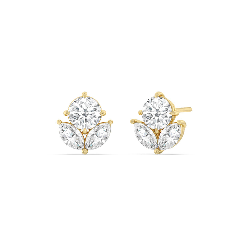 Tulip Studs with 14KT Yellow Gold / Lab / 2 3/8 Cut Diamond in 14KT Yellow Gold / Lab / 2 3/8 view 1
