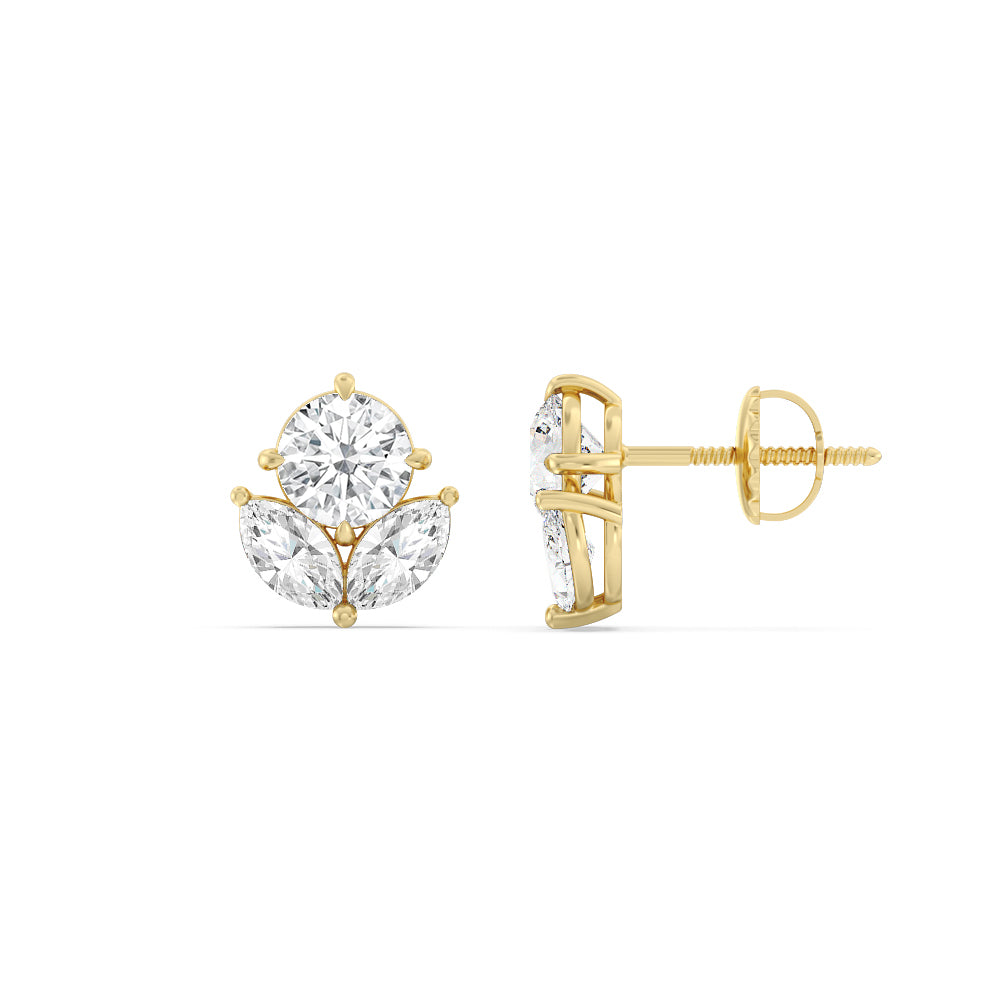 Tulip Studs with 14KT Yellow Gold / Lab / 2 3/8 Cut Diamond in 14KT Yellow Gold / Lab / 2 3/8 view 2
