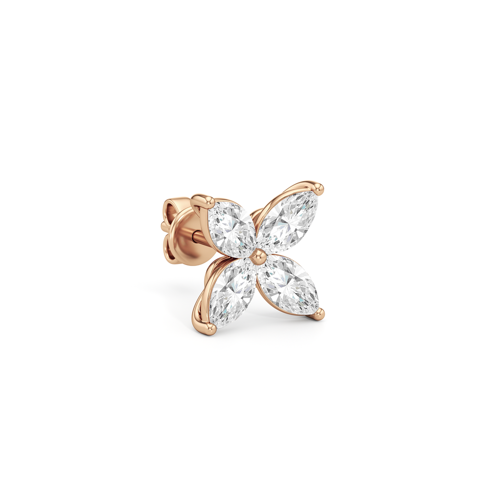 Wildflower Studs with 14KT Rose Gold / Lab / 2 Cut Diamond in 14KT Rose Gold / Lab / 2 view 5

