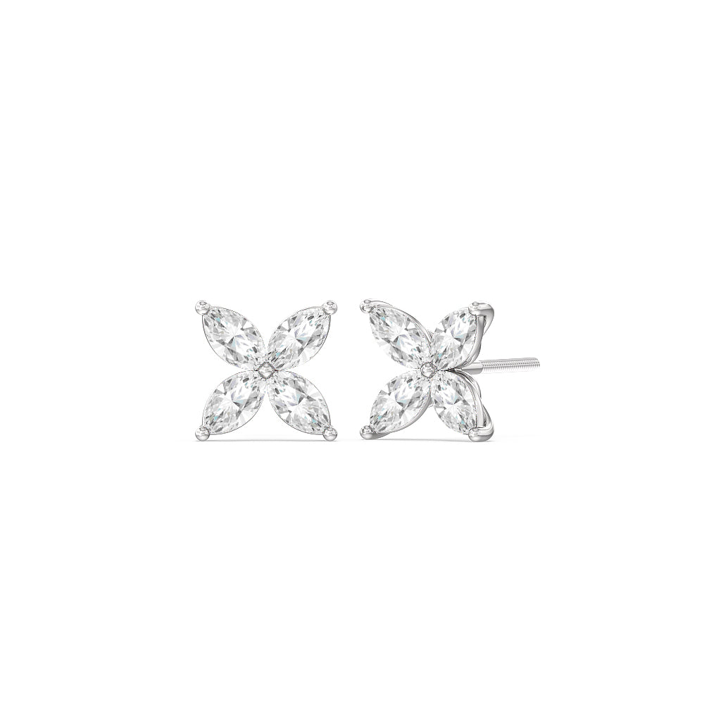 Wildflower Studs with 14KT White Gold / Lab / 2 Cut Diamond in 14KT White Gold / Lab / 2 view 1
