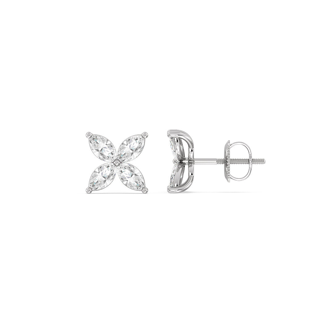 Wildflower Studs with 14KT White Gold / Lab / 2 Cut Diamond in 14KT White Gold / Lab / 2 view 2

