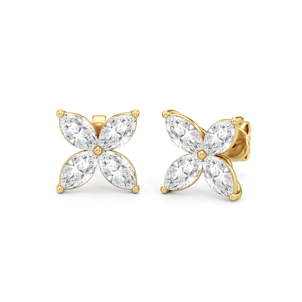 Wildflower Studs with 14KT Yellow Gold / Lab / 2 Cut Diamond in 14KT Yellow Gold / Lab / 2 view 2
