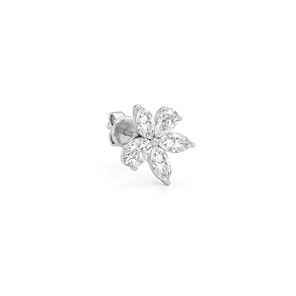 Plumeria Studs with 14KT White Gold / Lab / 2 1/5 Cut Diamond in 14KT White Gold / Lab / 2 1/5 view 5
