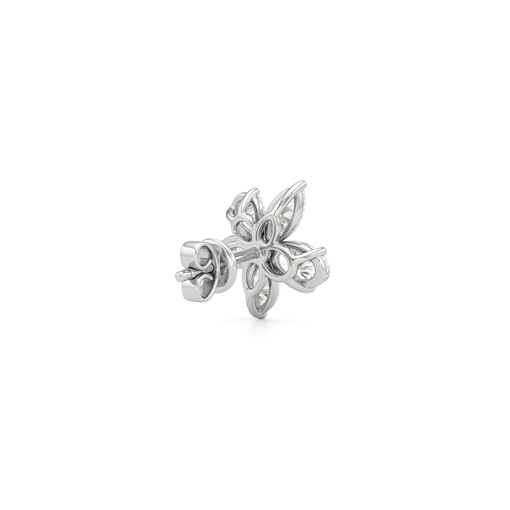 Plumeria Studs with 14KT White Gold / Lab / 2 1/5 Cut Diamond in 14KT White Gold / Lab / 2 1/5 view 6
