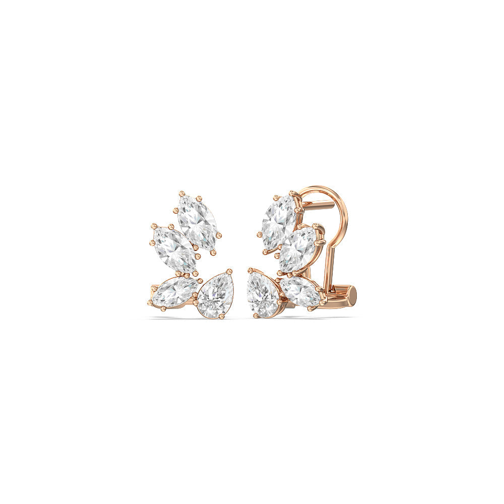 Classic Unique Cluster Diamond Earrings with 14KT Rose Gold / Lab / 3 1/6 Cut Diamond in 14KT Rose Gold / Lab / 3 1/6 view 1
