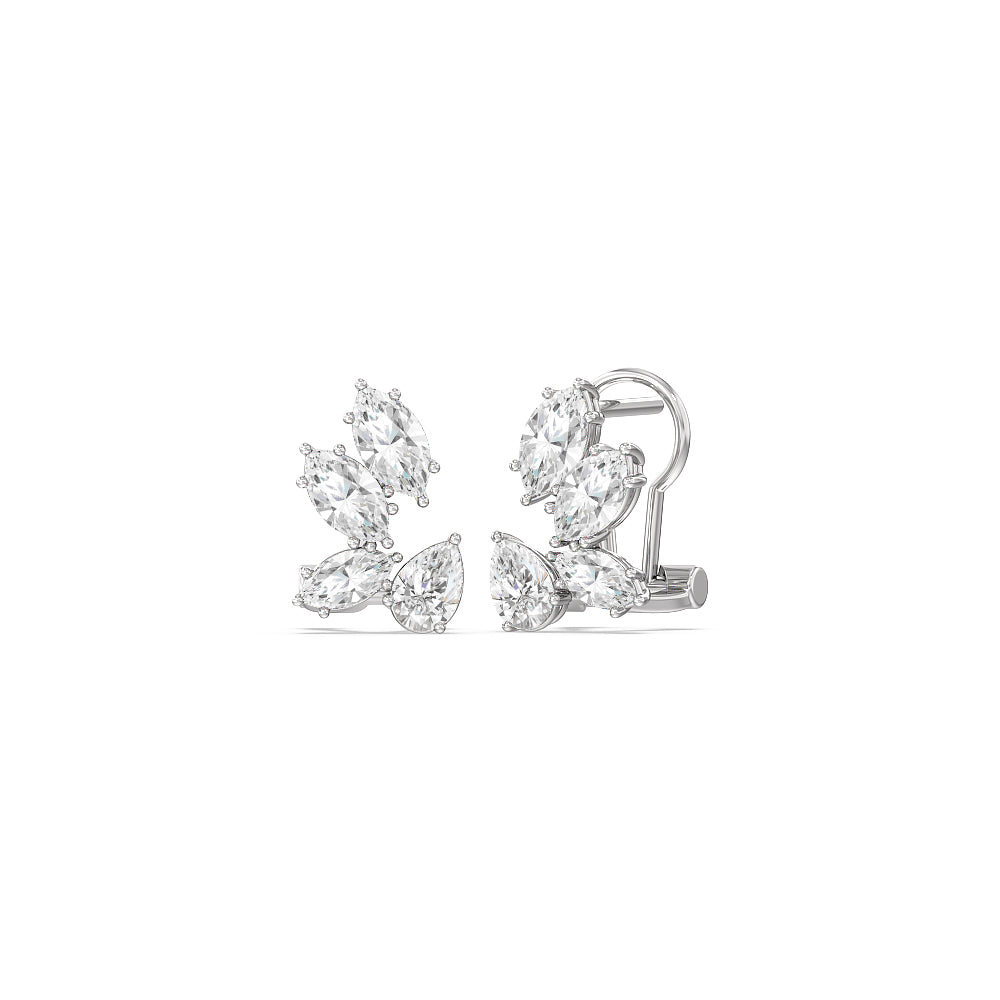 Classic Unique Cluster Diamond Earrings with 14KT White Gold / Lab / 3 1/6 Cut Diamond in 14KT White Gold / Lab / 3 1/6 view 1
