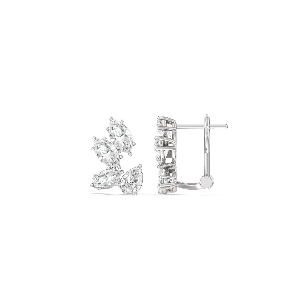Classic Unique Cluster Diamond Earrings with 14KT White Gold / Lab / 3 1/6 Cut Diamond in 14KT White Gold / Lab / 3 1/6 view 2

