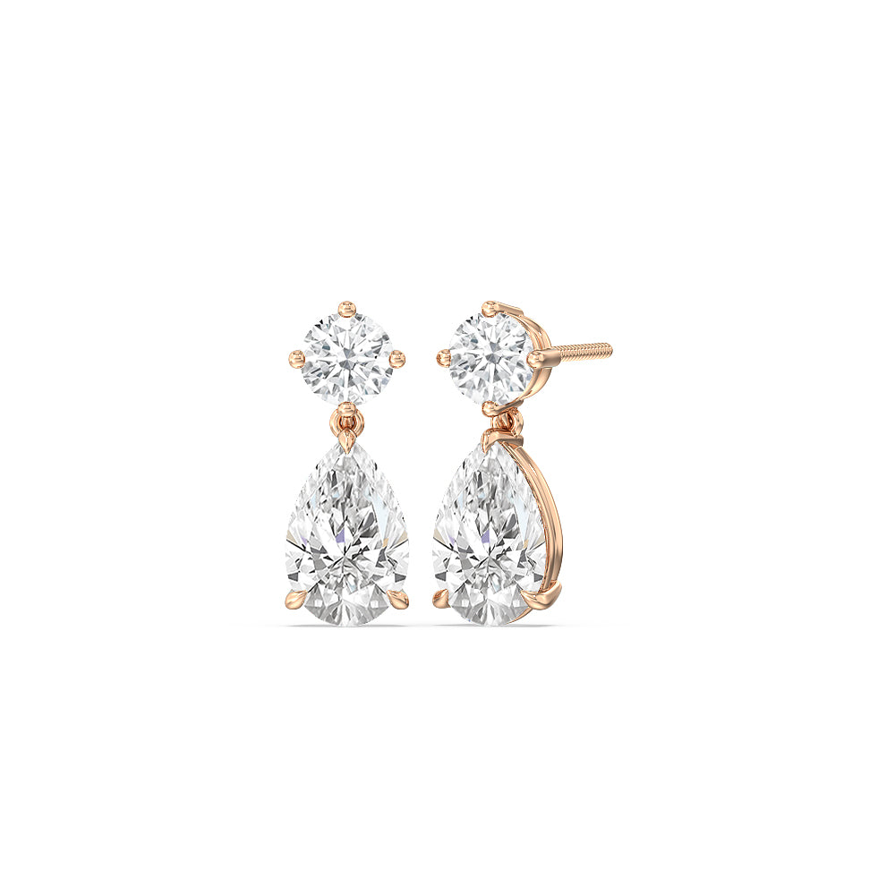 Elegance Pear Drop Earrings with 14KT Rose Gold / Lab / 5 1/2 Cut Diamond in 14KT Rose Gold / Lab / 5 1/2 view 1
