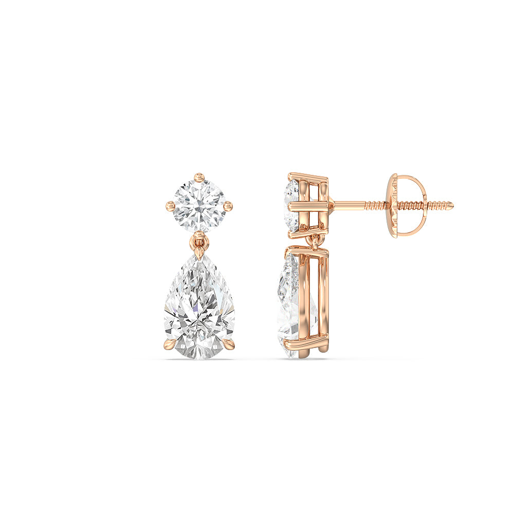 Elegance Pear Drop Earrings with 14KT Rose Gold / Lab / 5 1/2 Cut Diamond in 14KT Rose Gold / Lab / 5 1/2 view 2
