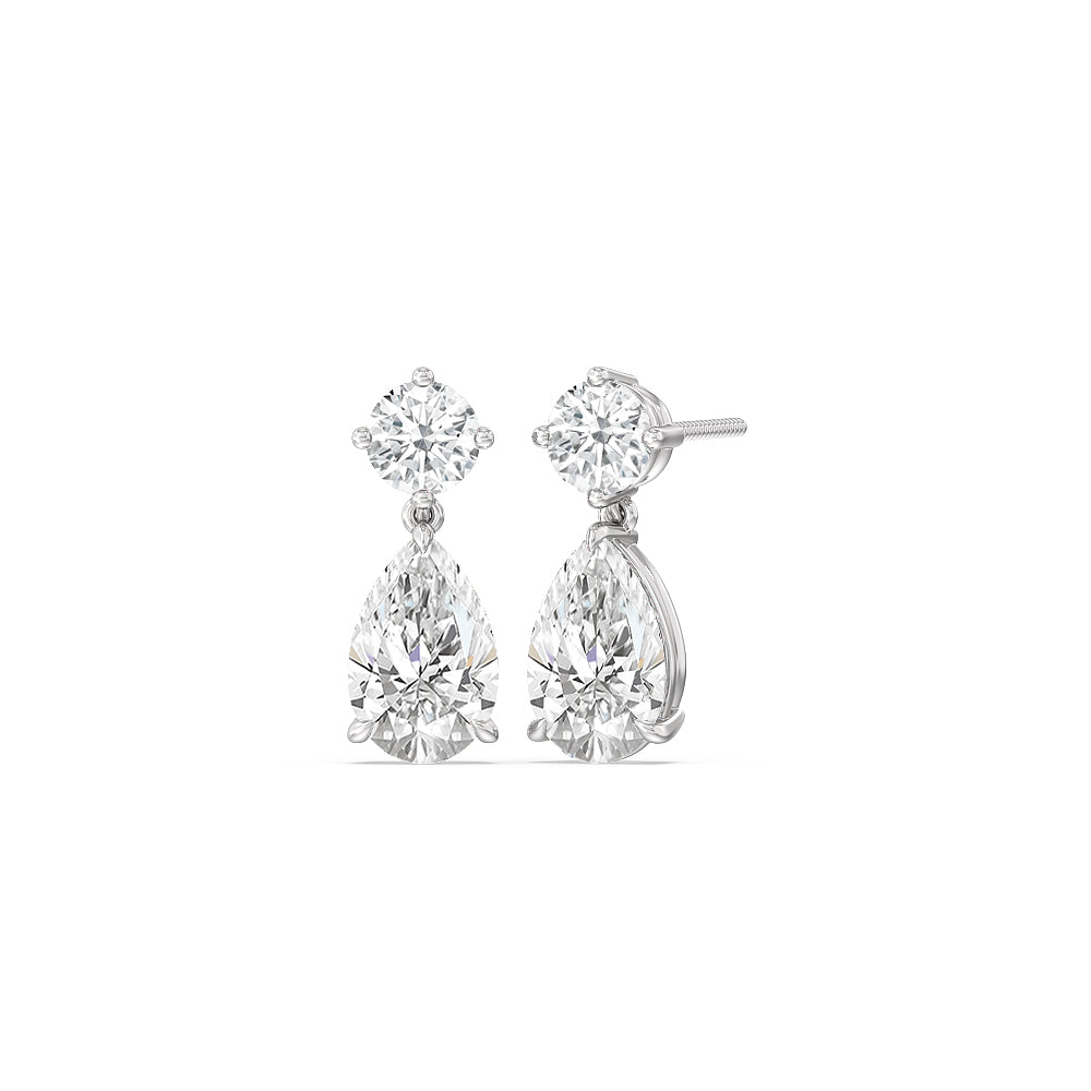 Elegance Pear Drop Earrings with 14KT White Gold / Lab / 5 1/2 Cut Diamond in 14KT White Gold / Lab / 5 1/2 view 1
