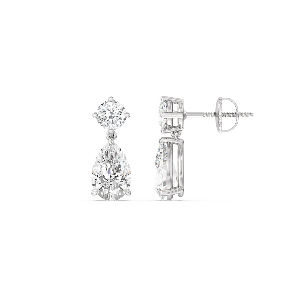 Elegance Pear Drop Earrings with 14KT White Gold / Lab / 5 1/2 Cut Diamond in 14KT White Gold / Lab / 5 1/2 view 2
