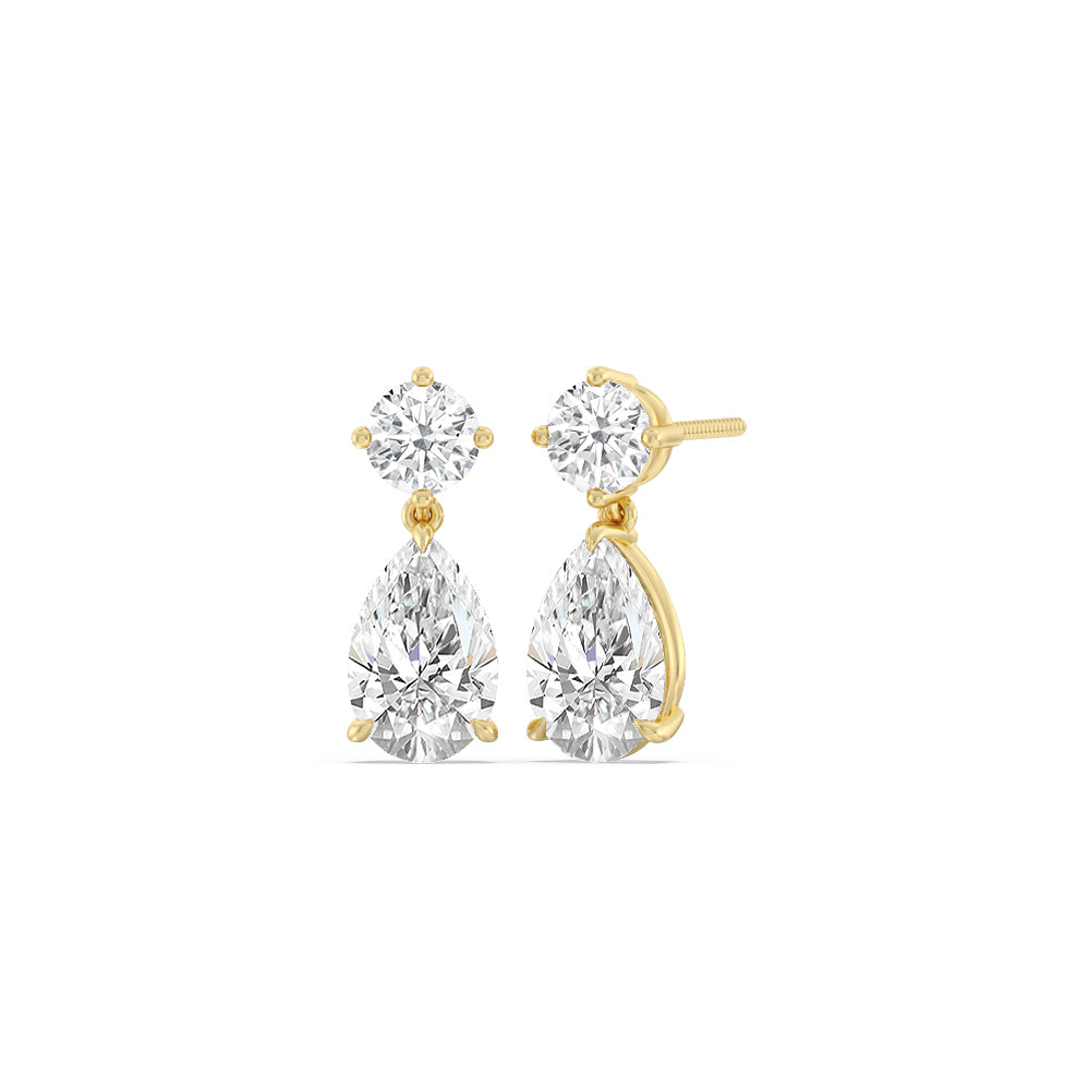 Elegance Pear Drop Earrings with 14KT Yellow Gold / Lab / 5 1/2 Cut Diamond in 14KT Yellow Gold / Lab / 5 1/2 view 1
