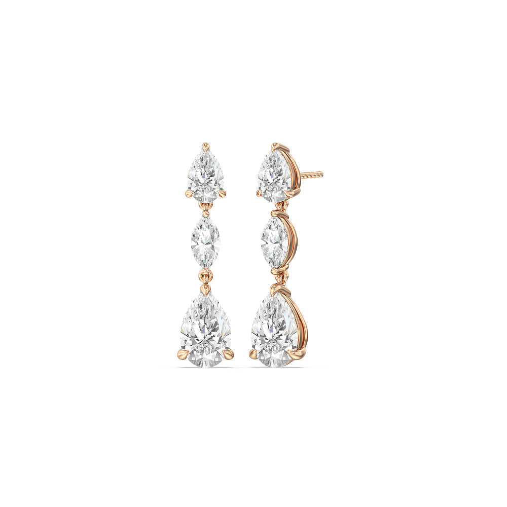 Elegance Pear Marquise Drop Earrings with 14KT Rose Gold / Lab / 6 1/2 Cut Diamond in 14KT Rose Gold / Lab / 6 1/2 view 1
