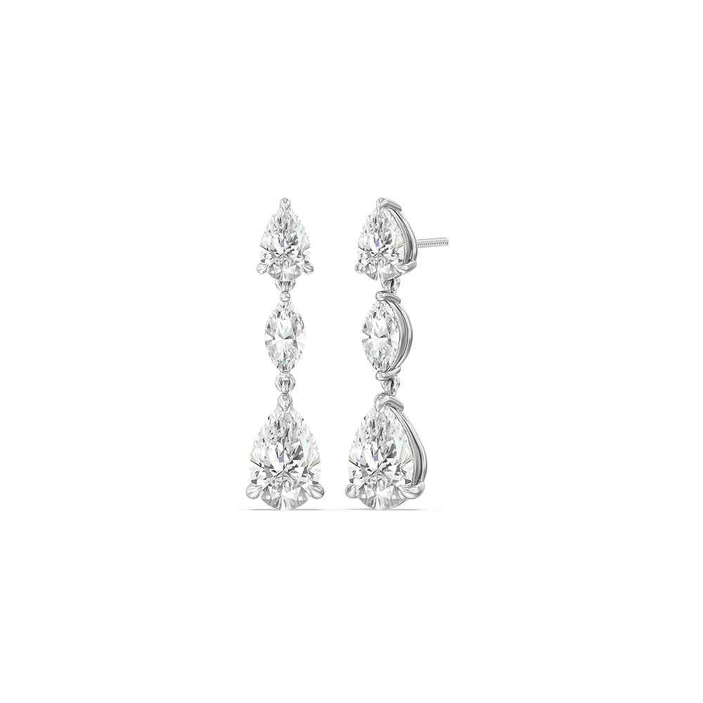 Elegance Pear Marquise Drop Earrings with 14KT White Gold / Lab / 6 1/2 Cut Diamond in 14KT White Gold / Lab / 6 1/2 view 1

