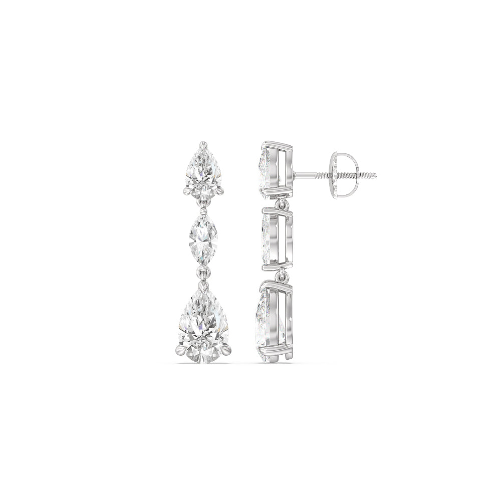 Elegance Pear Marquise Drop Earrings with 14KT White Gold / Lab / 6 1/2 Cut Diamond in 14KT White Gold / Lab / 6 1/2 view 2
