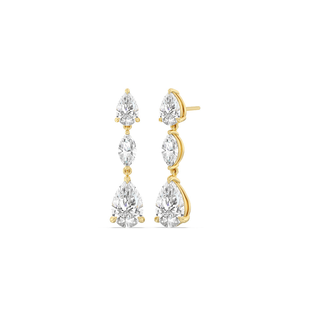 Elegance Pear Marquise Drop Earrings with 14KT Yellow Gold / Lab / 6 1/2 Cut Diamond in 14KT Yellow Gold / Lab / 6 1/2 view 1
