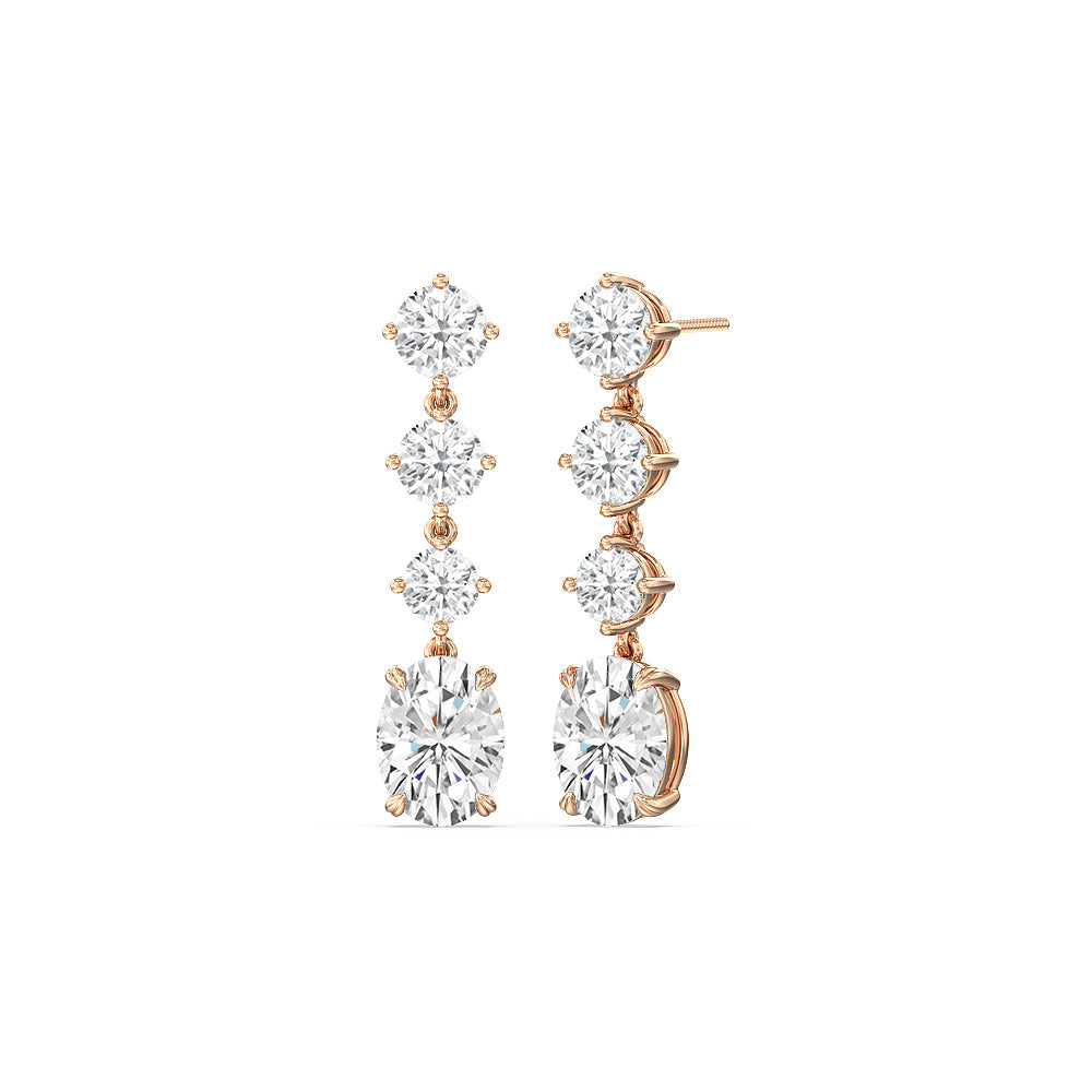 Elegance Oval Dangler Earrings with 14KT Rose Gold / Lab / 8 1/2 Cut Diamond in 14KT Rose Gold / Lab / 8 1/2 view 1
