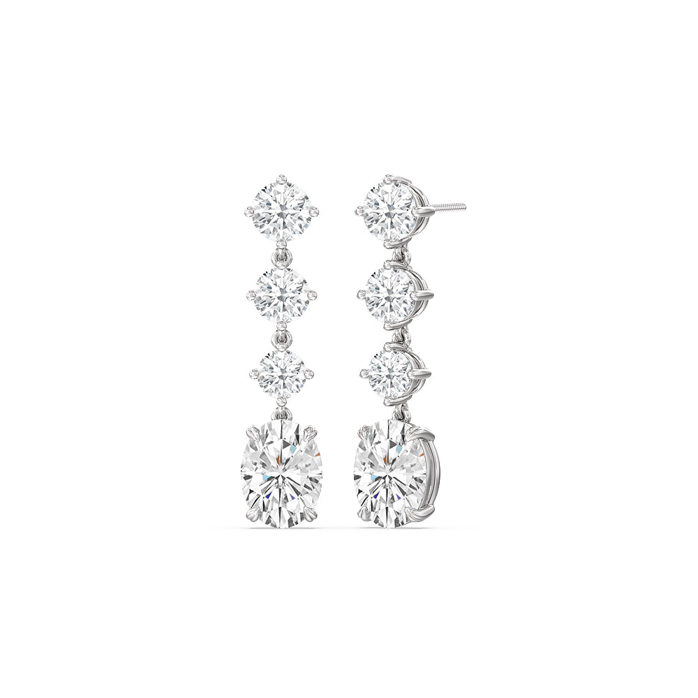 Elegance Oval Dangler Earrings with 14KT White Gold / Lab / 8 1/2 Cut Diamond in 14KT White Gold / Lab / 8 1/2 view 1
