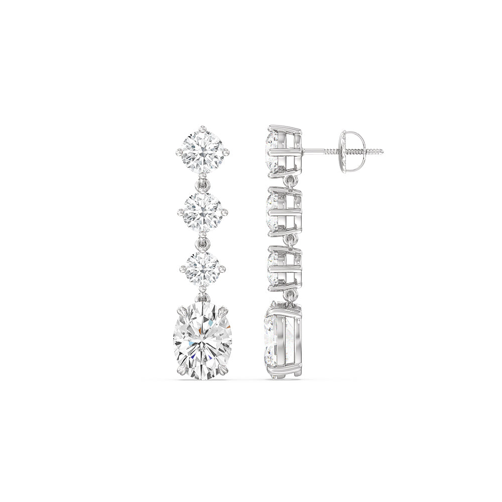 Elegance Oval Dangler Earrings with 14KT White Gold / Lab / 8 1/2 Cut Diamond in 14KT White Gold / Lab / 8 1/2 view 2
