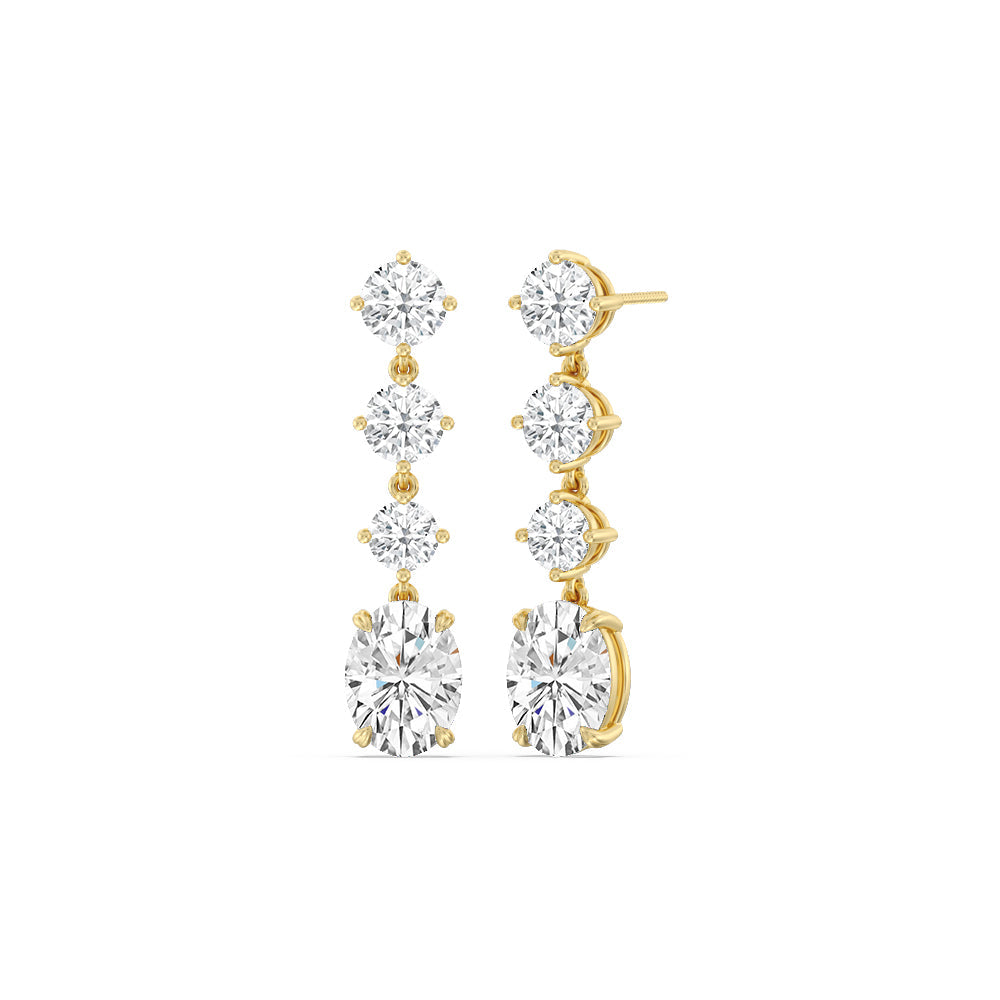 Elegance Oval Dangler Earrings with 14KT Yellow Gold / Lab / 8 1/2 Cut Diamond in 14KT Yellow Gold / Lab / 8 1/2 view 1
