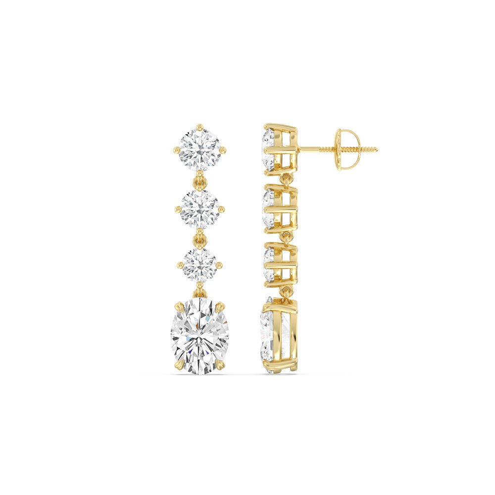 Elegance Oval Dangler Earrings with 14KT Yellow Gold / Lab / 8 1/2 Cut Diamond in 14KT Yellow Gold / Lab / 8 1/2 view 2
