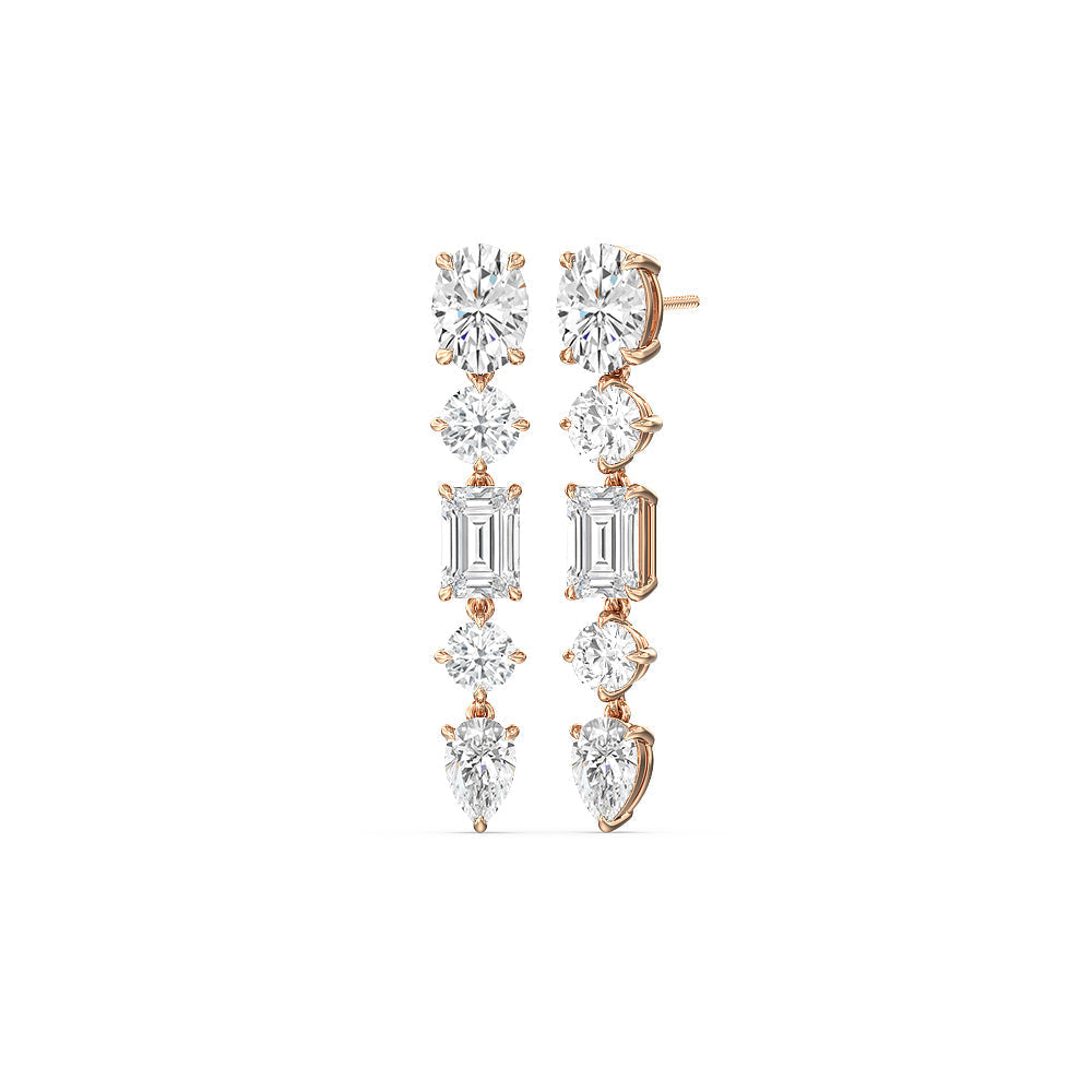 Elegance Fancy Shape Dangler Earrings with 14KT Rose Gold / Lab / 11 Cut Diamond in 14KT Rose Gold / Lab / 11 view 1
