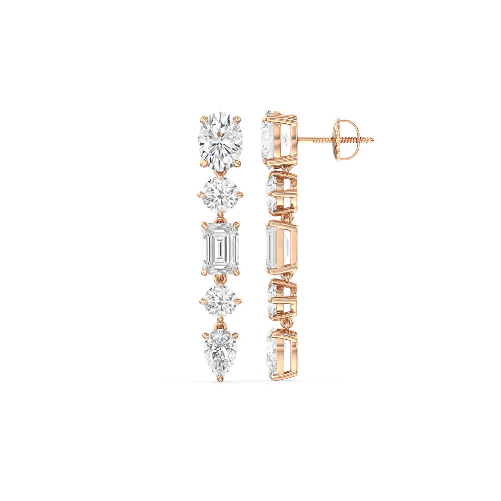 Elegance Fancy Shape Dangler Earrings with 14KT Rose Gold / Lab / 11 Cut Diamond in 14KT Rose Gold / Lab / 11 view 2

