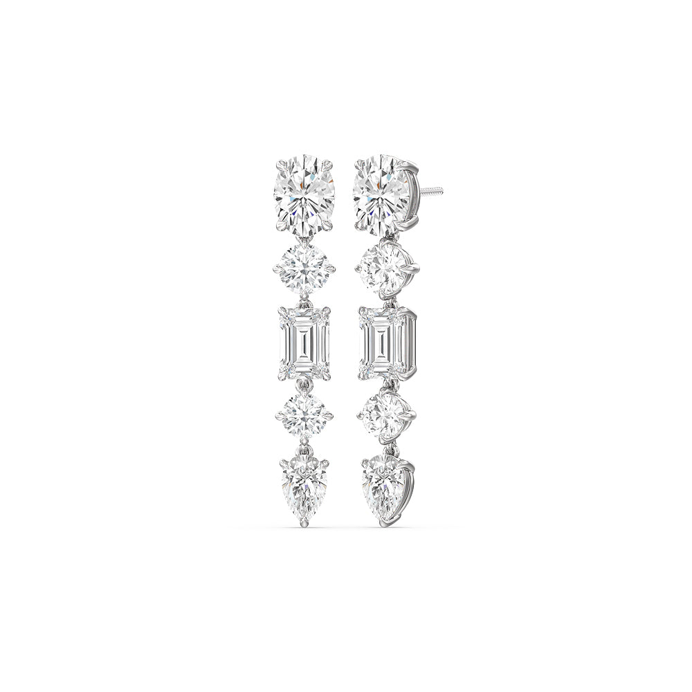 Elegance Fancy Shape Dangler Earrings with 14KT White Gold / Lab / 11 Cut Diamond in 14KT White Gold / Lab / 11 view 1
