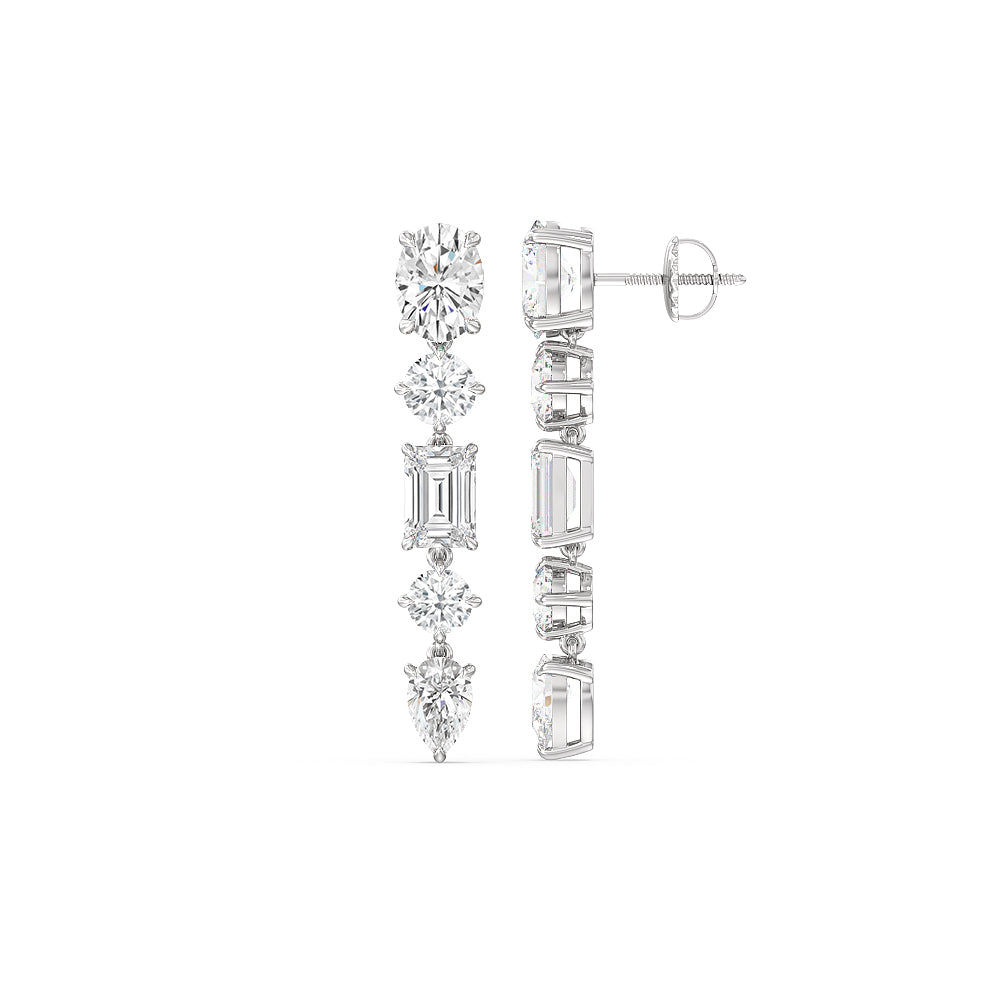 Elegance Fancy Shape Dangler Earrings with 14KT White Gold / Lab / 11 Cut Diamond in 14KT White Gold / Lab / 11 view 2
