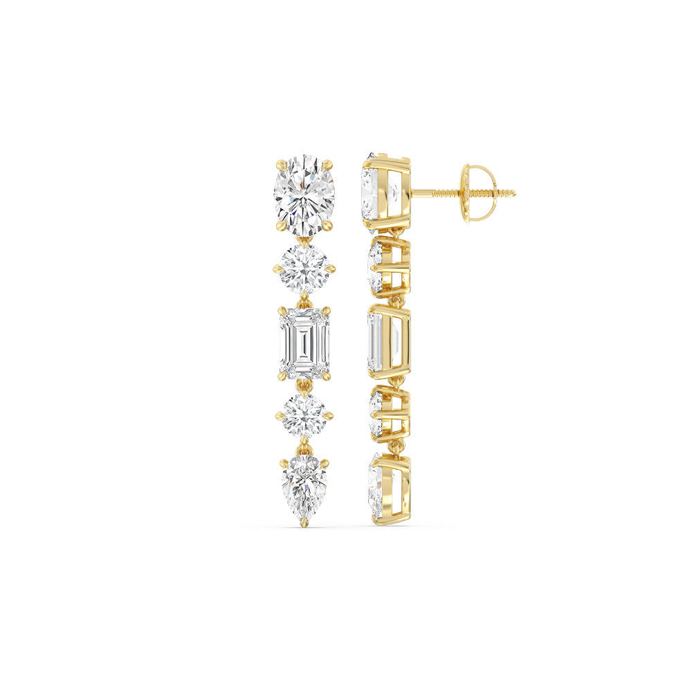 Elegance Fancy Shape Dangler Earrings with 14KT Yellow Gold / Lab / 11 Cut Diamond in 14KT Yellow Gold / Lab / 11 view 2
