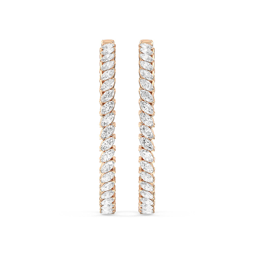 Marquise Diamond Inside-Out Large Hoop Earrings with 14KT Rose Gold / Lab / 7 Cut Diamond in 14KT Rose Gold / Lab / 7 view 3
